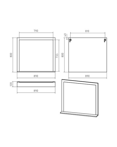 Сахара - 90 Зеркало в раме белое с полкой