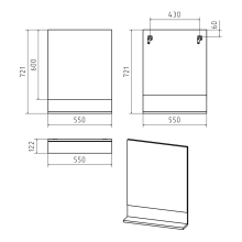 Алиса - 60 Зеркало белое с полкой