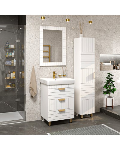 GLOSTER - 60 Зеркало в раме белое