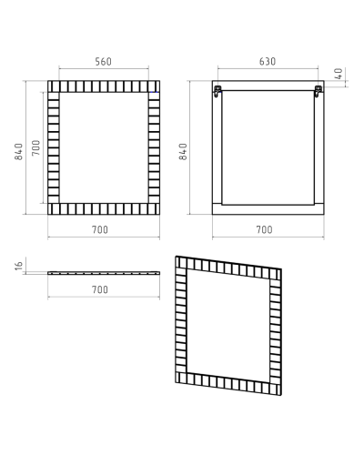 GLOSTER - 70 Зеркало в раме, графит