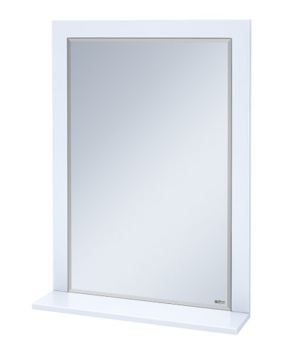 Сахара - 60 Зеркало в раме белое с полкой