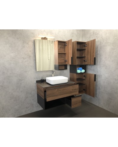 Зеркало со шкафом Comforty Штутгарт 90 00004151038 Дуб темно-коричневый Черное матовое