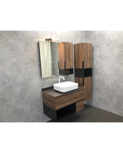 Зеркало со шкафом Comforty Штутгарт 90 00004151038 Дуб темно-коричневый Черное матовое