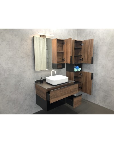 Зеркало со шкафом Comforty Штутгарт 90 00004151038 Дуб темно-коричневый Черное матовое