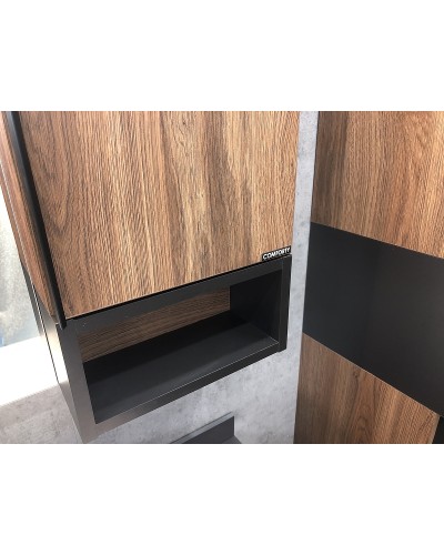 Зеркало со шкафом Comforty Штутгарт 90 00004151038 Дуб темно-коричневый Черное матовое