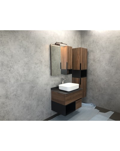 Зеркало со шкафом Comforty Штутгарт 75 00004151037 Дуб темно-коричневый Черное матовое