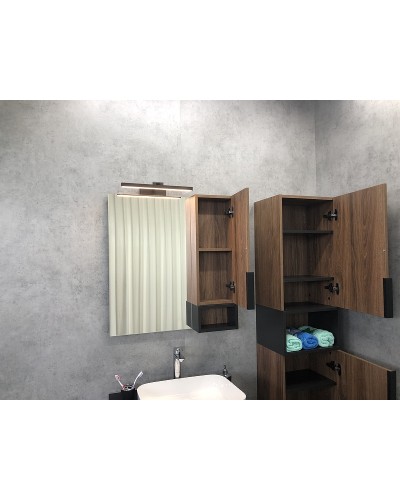 Зеркало со шкафом Comforty Штутгарт 75 00004151037 Дуб темно-коричневый Черное матовое