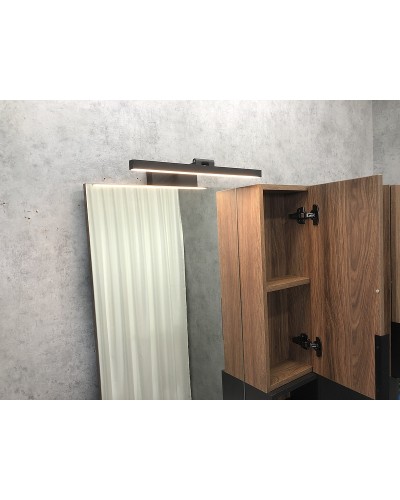 Зеркало со шкафом Comforty Штутгарт 75 00004151037 Дуб темно-коричневый Черное матовое