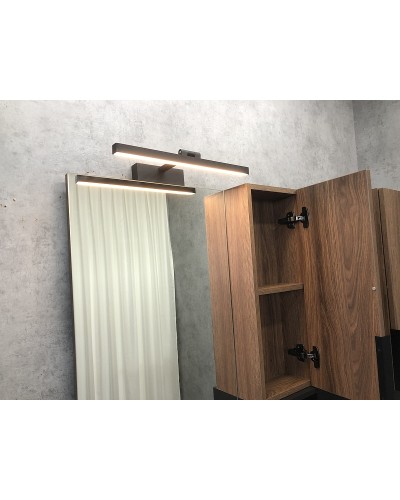 Зеркало со шкафом Comforty Штутгарт 75 00004151037 Дуб темно-коричневый Черное матовое