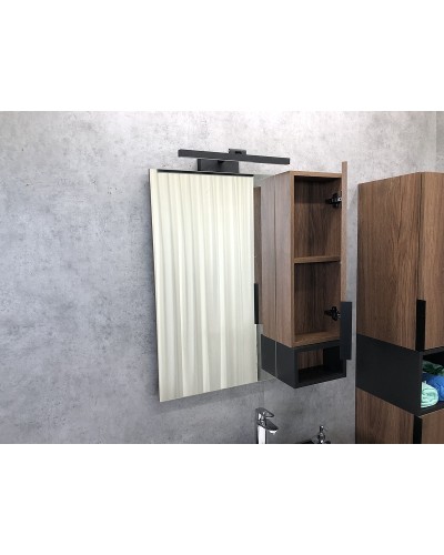 Зеркало со шкафом Comforty Штутгарт 75 00004151037 Дуб темно-коричневый Черное матовое