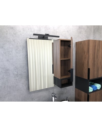 Зеркало со шкафом Comforty Штутгарт 75 00004151037 Дуб темно-коричневый Черное матовое