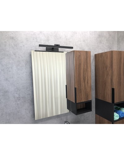 Зеркало со шкафом Comforty Штутгарт 75 00004151037 Дуб темно-коричневый Черное матовое
