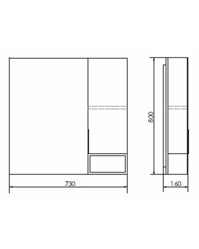 Зеркало со шкафом Comforty Штутгарт 75 00004151037 Дуб темно-коричневый Черное матовое