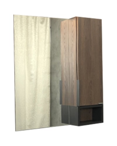 Зеркало со шкафом Comforty Франкфурт 75 00004151044 Дуб шоколадно-коричневый Черное матовое