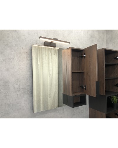 Зеркало со шкафом Comforty Франкфурт 75 00004151044 Дуб шоколадно-коричневый Черное матовое