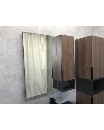 Зеркало со шкафом Comforty Франкфурт 75 00004151044 Дуб шоколадно-коричневый Черное матовое