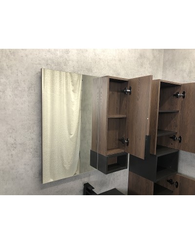 Зеркало со шкафом Comforty Франкфурт 75 00004151044 Дуб шоколадно-коричневый Черное матовое