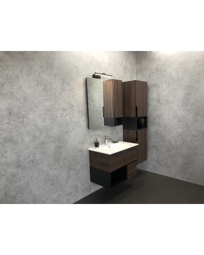 Зеркало со шкафом Comforty Франкфурт 75 00004151044 Дуб шоколадно-коричневый Черное матовое