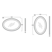 Зеркало 62 см темно-серый Simas Lante LAS1tortora