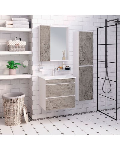 Зеркало со шкафом Runo Манхэттен 65 00-00001016 Серый бетон Белое