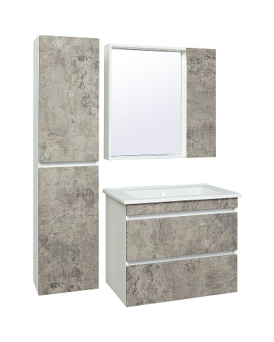 Зеркало со шкафом Runo Манхэттен 75 00-00001017 Серый бетон Белое