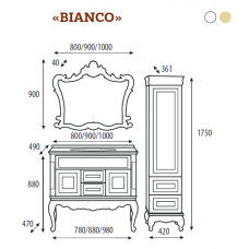 Bianco -100 Зеркало белое сусальное золото