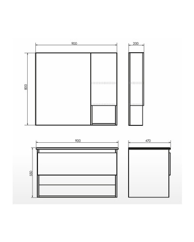 Зеркало со шкафом Comforty Бордо 90 00-00006663 Дуб тёмно-коричневый
