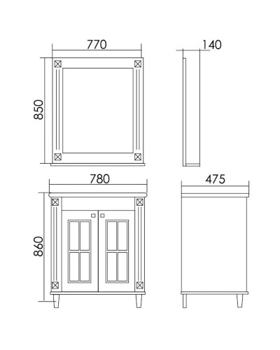 Зеркало 77х85 см белый глянец Atoll Милана