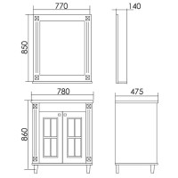 Зеркало 77х85 см синий Atoll Милана
