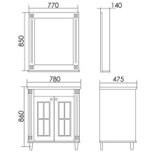 Зеркало 77х85 см синий Atoll Милана