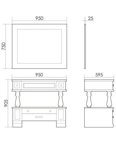 Зеркало 95х75 см слоновая кость золотая патина Atoll Джулия