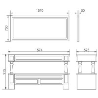 Зеркало 157х75 см слоновая кость серебряная патина Atoll Джулия