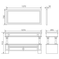 Зеркало 157х75 см слоновая кость серебряная патина Atoll Джулия