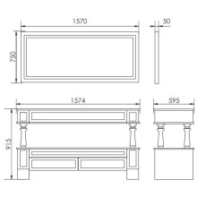 Зеркало 157х75 см слоновая кость золотая патина Atoll Джулия