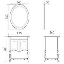 Зеркало 74х96 см персик Atoll Флоренция