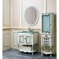 Зеркало 74х96 см слоновая кость состаренная синяя патина Atoll Флоренция