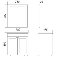 Зеркало 78х90 см белый глянец золотая патина Atoll Мальта