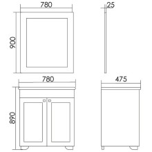 Зеркало 78х90 см белый глянец золотая патина Atoll Мальта