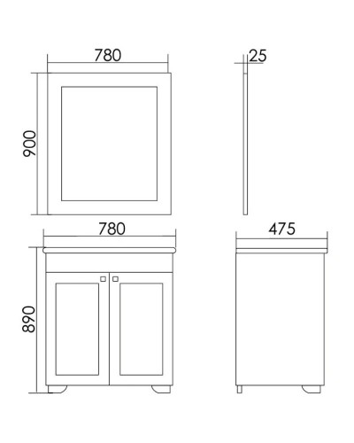 Зеркало 78х90 см белый глянец серебряная патина Atoll Мальта