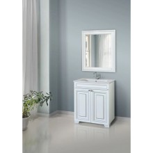 Зеркало 78х90 см белый глянец серебряная патина Atoll Мальта