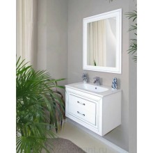 Зеркало 78х90 см белый матовый серебряная патина  Atoll Валери