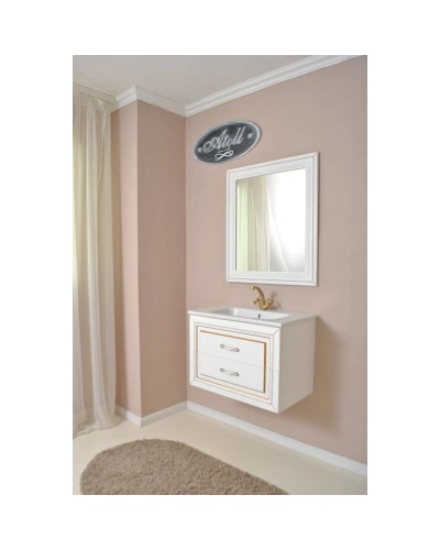 Зеркало 78х90 см белый матовый золотая патина Atoll Валери