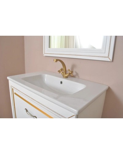 Зеркало 78х90 см белый матовый золотая патина Atoll Валери