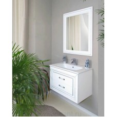 Зеркало 60,5х72,5 см белый матовый серебряная патина Atoll Валери