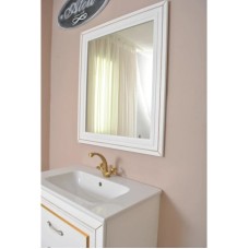 Зеркало 60,5х72,5 см белый матовый золотая патина Atoll Валери