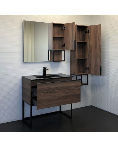 Зеркало со шкафом Comforty Равенна Лофт-90 00-00006656 Дуб тёмно-коричневый