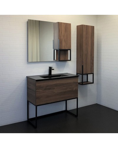 Зеркало со шкафом Comforty Равенна Лофт-90 00-00006656 Дуб тёмно-коричневый