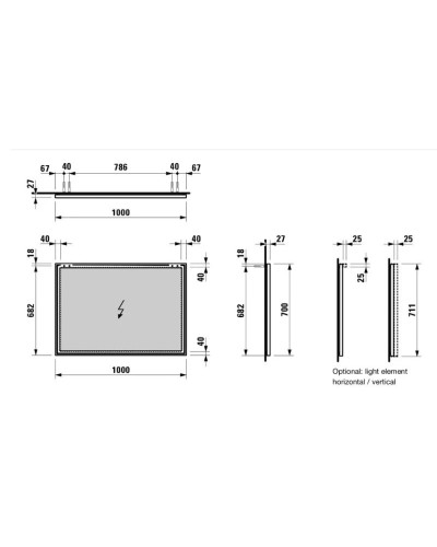 Зеркало 100х70 см Laufen Frame 25 4.4740.6.900.144.1