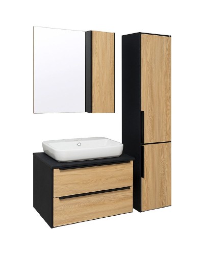 Зеркало со шкафом Runo Мальта 70 00-00001101 Дуб Черное