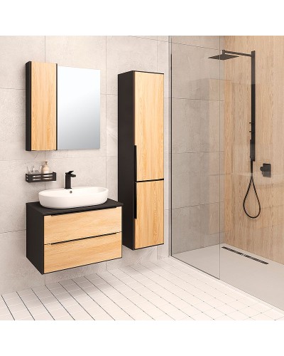 Зеркало со шкафом Runo Мальта 70 00-00001101 Дуб Черное